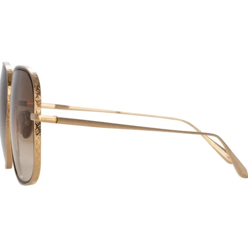 Linda Farrow Sunglasses-- Juliana Oversized Sunglasses in Light Gold - LFL1394C1SUN - Eyewear - Avvenice