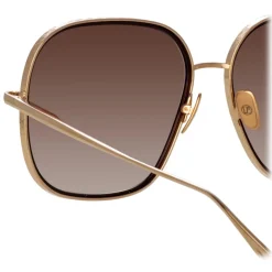 Linda Farrow Sunglasses-- Juliana Oversized Sunglasses in Light Gold - LFL1394C1SUN - Eyewear - Avvenice