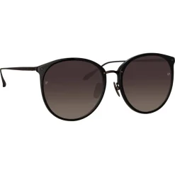Linda Farrow Sunglasses-- Kings Oval Sunglasses in Matt Black - LFL747C30SUN - Eyewear - Avvenice