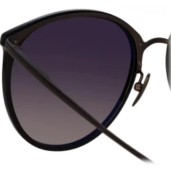 Linda Farrow Sunglasses-- Kings Oval Sunglasses in Matt Black - LFL747C30SUN - Eyewear - Avvenice