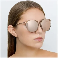 Linda Farrow Sunglasses-- Kings Oversized Sunglasses in Rose Gold Transparent - LFL747C5SUN - Eyewear - Avvenice