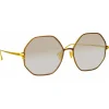 Linda Farrow Sunglasses-- Leif Oversized Sunglasses in Yellow Gold Brown - LFL1148C2SUN - Eyewear - Avvenice