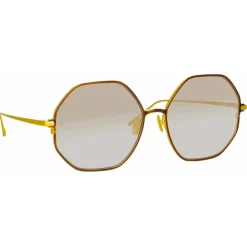 Linda Farrow Sunglasses-- Leif Oversized Sunglasses in Yellow Gold Brown - LFL1148C2SUN - Eyewear - Avvenice
