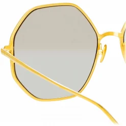 Linda Farrow Sunglasses-- Leif Oversized Sunglasses in Yellow Gold Brown - LFL1148C2SUN - Eyewear - Avvenice