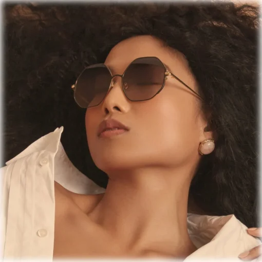 Linda Farrow Sunglasses-- Leif Oversized Sunglasses in Yellow Gold Brown - LFL1148C2SUN - Eyewear - Avvenice