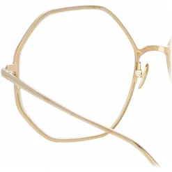 Linda Farrow Sunglasses-- Leif Oversized Optical Glasses in Light Gold Cream - LFL1148C8OPT - Eyewear - Avvenice