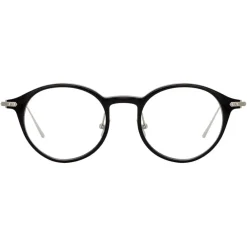 Linda Farrow Sunglasses-- Linear Arris A Oval Optical Glasses in Black - LF06AC2OPT - Eyewear - Avvenice