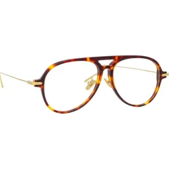 Linda Farrow Sunglasses-- Linear Gilles A Aviator Optical Glasses in Tortoiseshell - LF24AC2OPT - Eyewear - Avvenice