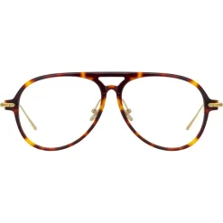 Linda Farrow Sunglasses-- Linear Gilles A Aviator Optical Glasses in Tortoiseshell - LF24AC2OPT - Eyewear - Avvenice