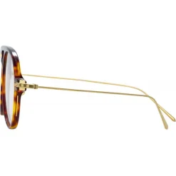 Linda Farrow Sunglasses-- Linear Gilles A Aviator Optical Glasses in Tortoiseshell - LF24AC2OPT - Eyewear - Avvenice