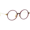 Linda Farrow Sunglasses-- Linear Savoye Round Optical Glasses in Burgundy - LF09C4OPT - Eyewear - Avvenice