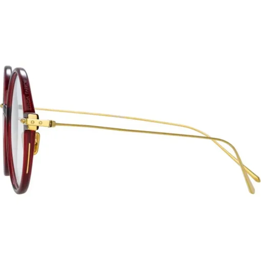 Linda Farrow Sunglasses-- Linear Savoye Round Optical Glasses in Burgundy - LF09C4OPT - Eyewear - Avvenice