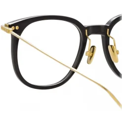 Linda Farrow Sunglasses-- Linear Stern Square Optical Glasses in Black - LF04C1OPT - Eyewear - Avvenice