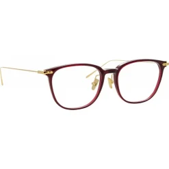 Linda Farrow Sunglasses-- Linear Wright A Rectangular Optical Glasses in Burgundy - LF07AC4OPT - Eyewear - Avvenice