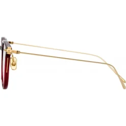 Linda Farrow Sunglasses-- Linear Wright A Rectangular Optical Glasses in Burgundy - LF07AC4OPT - Eyewear - Avvenice