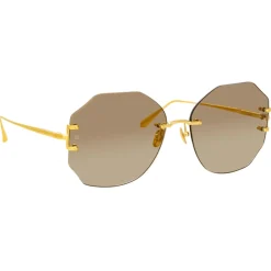 Linda Farrow Sunglasses-- Lisette Oversized Sunglasses in Yellow Gold - LFL1314C2SUN - Eyewear - Avvenice