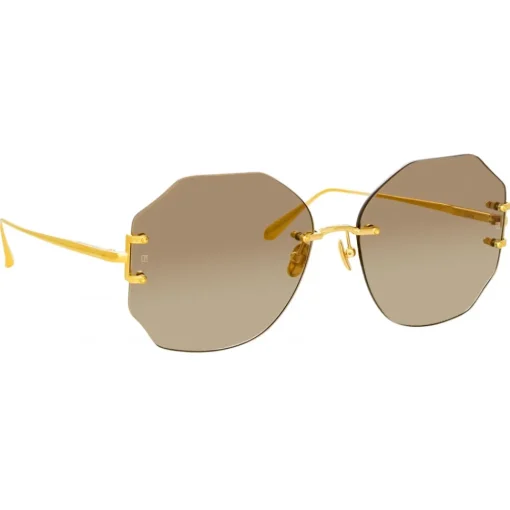 Linda Farrow Sunglasses-- Lisette Oversized Sunglasses in Yellow Gold - LFL1314C2SUN - Eyewear - Avvenice