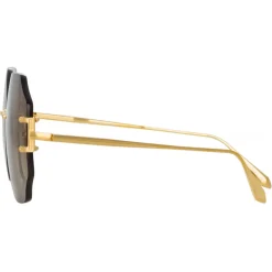 Linda Farrow Sunglasses-- Lisette Oversized Sunglasses in Yellow Gold - LFL1314C2SUN - Eyewear - Avvenice