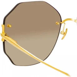 Linda Farrow Sunglasses-- Lisette Oversized Sunglasses in Yellow Gold - LFL1314C2SUN - Eyewear - Avvenice
