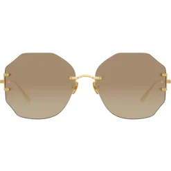 Linda Farrow Sunglasses-- Lisette Oversized Sunglasses in Yellow Gold - LFL1314C2SUN - Eyewear - Avvenice