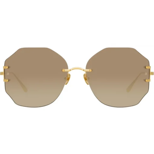 Linda Farrow Sunglasses-- Lisette Oversized Sunglasses in Yellow Gold - LFL1314C2SUN - Eyewear - Avvenice