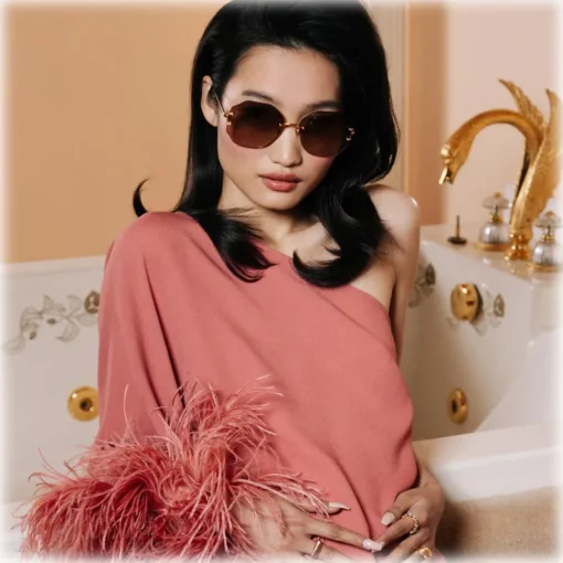 Linda Farrow Sunglasses-- Lisette Oversized Sunglasses in Yellow Gold - LFL1314C2SUN - Eyewear - Avvenice