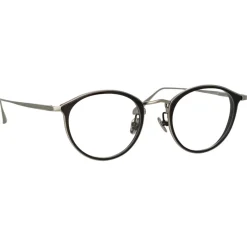 Linda Farrow Sunglasses-- Luis Oval Optical Glasses in White Gold Black - LFL1224C3OPT - Eyewear - Avvenice