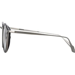 Linda Farrow Sunglasses-- Luis Oval Optical Glasses in White Gold Black - LFL1224C3OPT - Eyewear - Avvenice