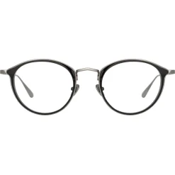 Linda Farrow Sunglasses-- Luis Oval Optical Glasses in White Gold Black - LFL1224C3OPT - Eyewear - Avvenice