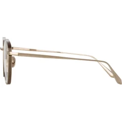 Linda Farrow Sunglasses-- Luna Oval Optical Glasses in Light Gold - LFL1229C3OPT - Eyewear - Avvenice