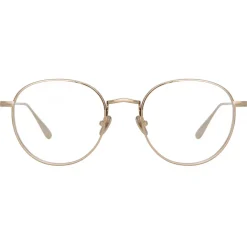 Linda Farrow Sunglasses-- Luna Oval Optical Glasses in Light Gold - LFL1229C3OPT - Eyewear - Avvenice