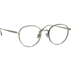 Linda Farrow Sunglasses-- Luna Oval Optical Glasses in White Gold - LFL1229C2OPT - Eyewear - Avvenice