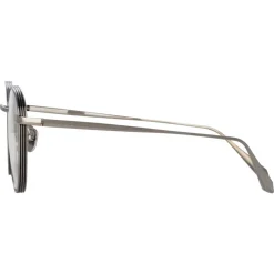 Linda Farrow Sunglasses-- Luna Oval Optical Glasses in White Gold - LFL1229C2OPT - Eyewear - Avvenice