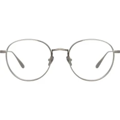 Linda Farrow Sunglasses-- Luna Oval Optical Glasses in White Gold - LFL1229C2OPT - Eyewear - Avvenice