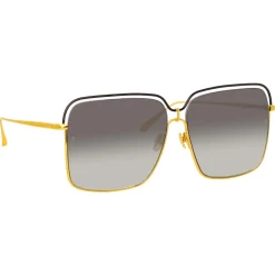 Linda Farrow Sunglasses-- Marcia Square Sunglasses in Yellow Gold - LFL1310C2SUN - Eyewear - Avvenice