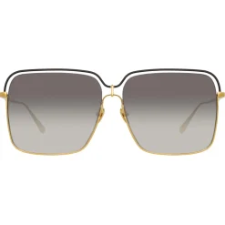 Linda Farrow Sunglasses-- Marcia Square Sunglasses in Yellow Gold - LFL1310C2SUN - Eyewear - Avvenice
