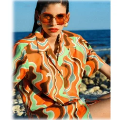 Linda Farrow Sunglasses-- Margot Hexagon Sunglasses in Terracotta - LFL1308C5SUN - Eyewear - Avvenice