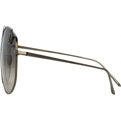 Linda Farrow Sunglasses-- Marisa Oversized Sunglasses in Nickel - LFL1056C5SUN - Eyewear - Avvenice