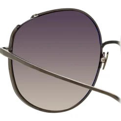 Linda Farrow Sunglasses-- Marisa Oversized Sunglasses in Nickel - LFL1056C5SUN - Eyewear - Avvenice