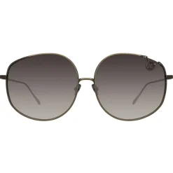 Linda Farrow Sunglasses-- Marisa Oversized Sunglasses in Nickel - LFL1056C5SUN - Eyewear - Avvenice