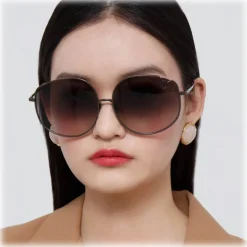 Linda Farrow Sunglasses-- Marisa Oversized Sunglasses in Nickel - LFL1056C5SUN - Eyewear - Avvenice