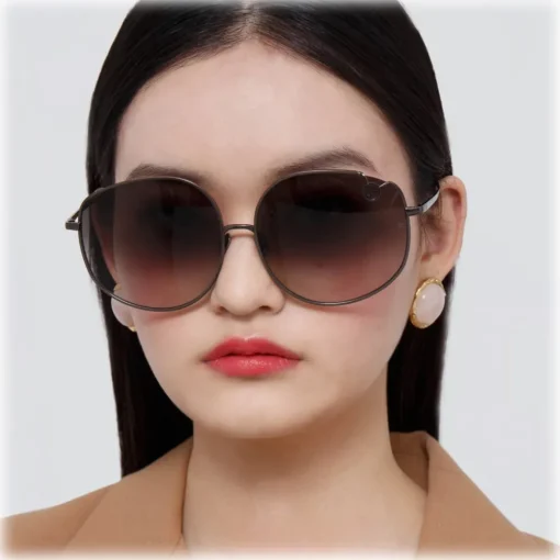 Linda Farrow Sunglasses-- Marisa Oversized Sunglasses in Nickel - LFL1056C5SUN - Eyewear - Avvenice