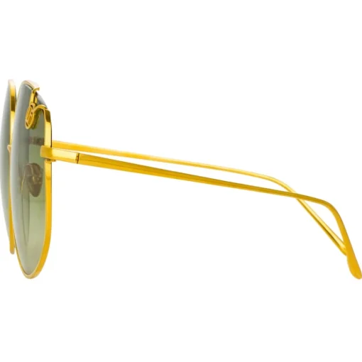 Linda Farrow Sunglasses-- Marisa Oversized Sunglasses in Yellow Gold Green - LFL1056C2SUN - Eyewear - Avvenice
