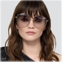 Linda Farrow Sunglasses-- Marisa Oversized Sunglasses in Yellow Gold Green - LFL1056C2SUN - Eyewear - Avvenice