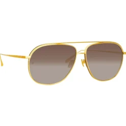 Linda Farrow Sunglasses-- Matis Aviator Sunglasses in Yellow Gold - LFL1279C2SUN - Eyewear - Avvenice