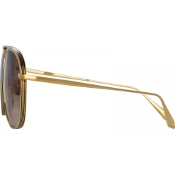Linda Farrow Sunglasses-- Matis Aviator Sunglasses in Yellow Gold - LFL1279C2SUN - Eyewear - Avvenice