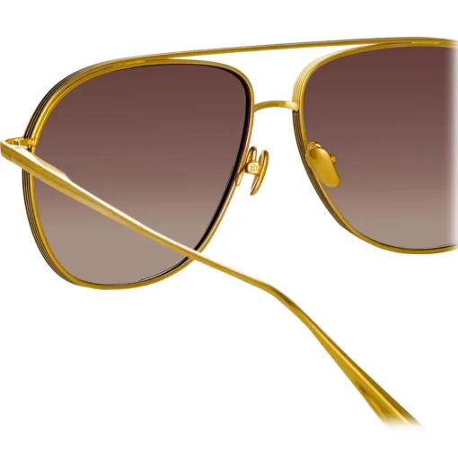 Linda Farrow Sunglasses-- Matis Aviator Sunglasses in Yellow Gold - LFL1279C2SUN - Eyewear - Avvenice