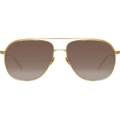 Linda Farrow Sunglasses-- Matis Aviator Sunglasses in Yellow Gold - LFL1279C2SUN - Eyewear - Avvenice