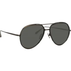 Linda Farrow Sunglasses-- Matisse Aviator Sunglasses in Nickel - LFL1207C4SUN - Eyewear - Avvenice