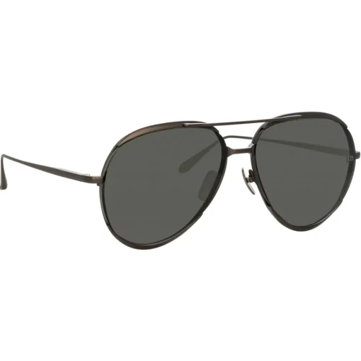 Linda Farrow Sunglasses-- Matisse Aviator Sunglasses in Nickel - LFL1207C4SUN - Eyewear - Avvenice